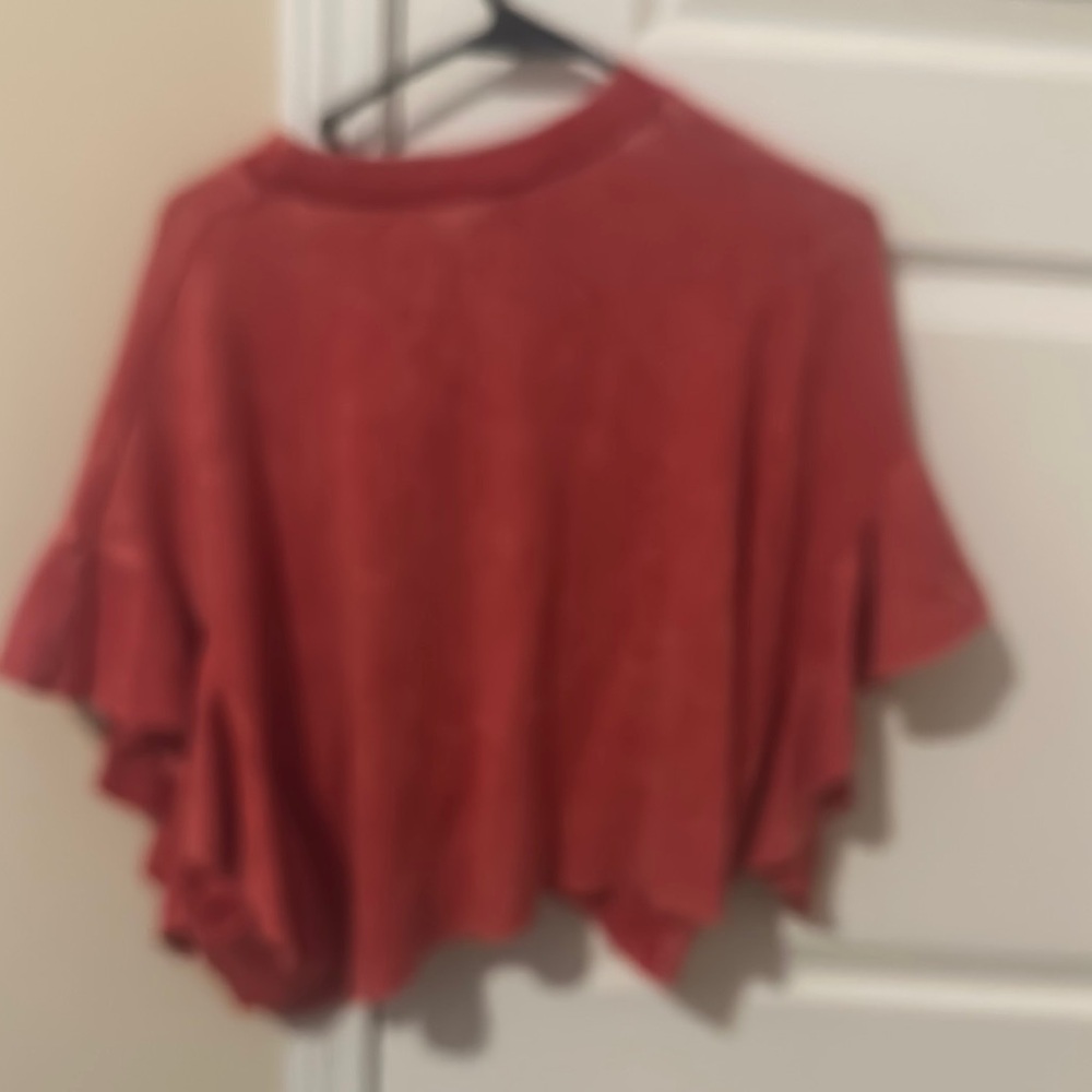 Altar'd State Red Ruffle Sleeve Top